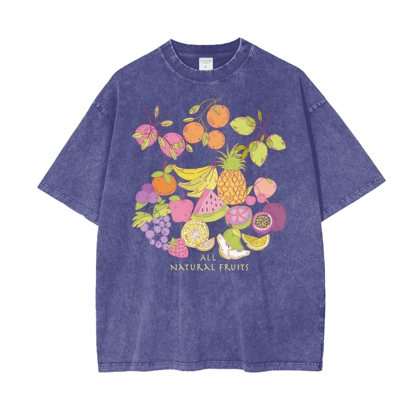 Natural Fruits Unisex Oversize Snow Washed T-Shirt