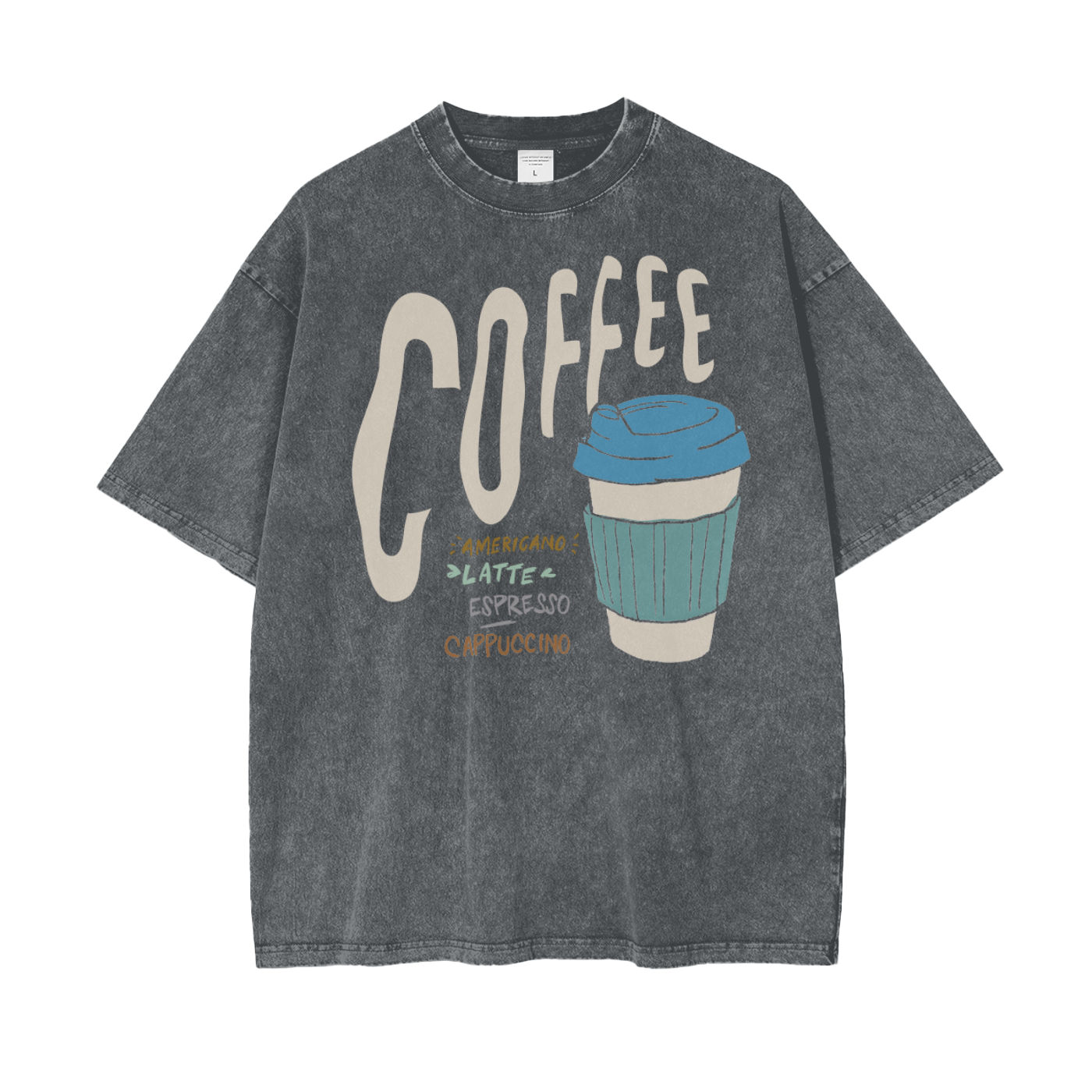 Coffee Unisex Oversize Snow Washed T-Shirt