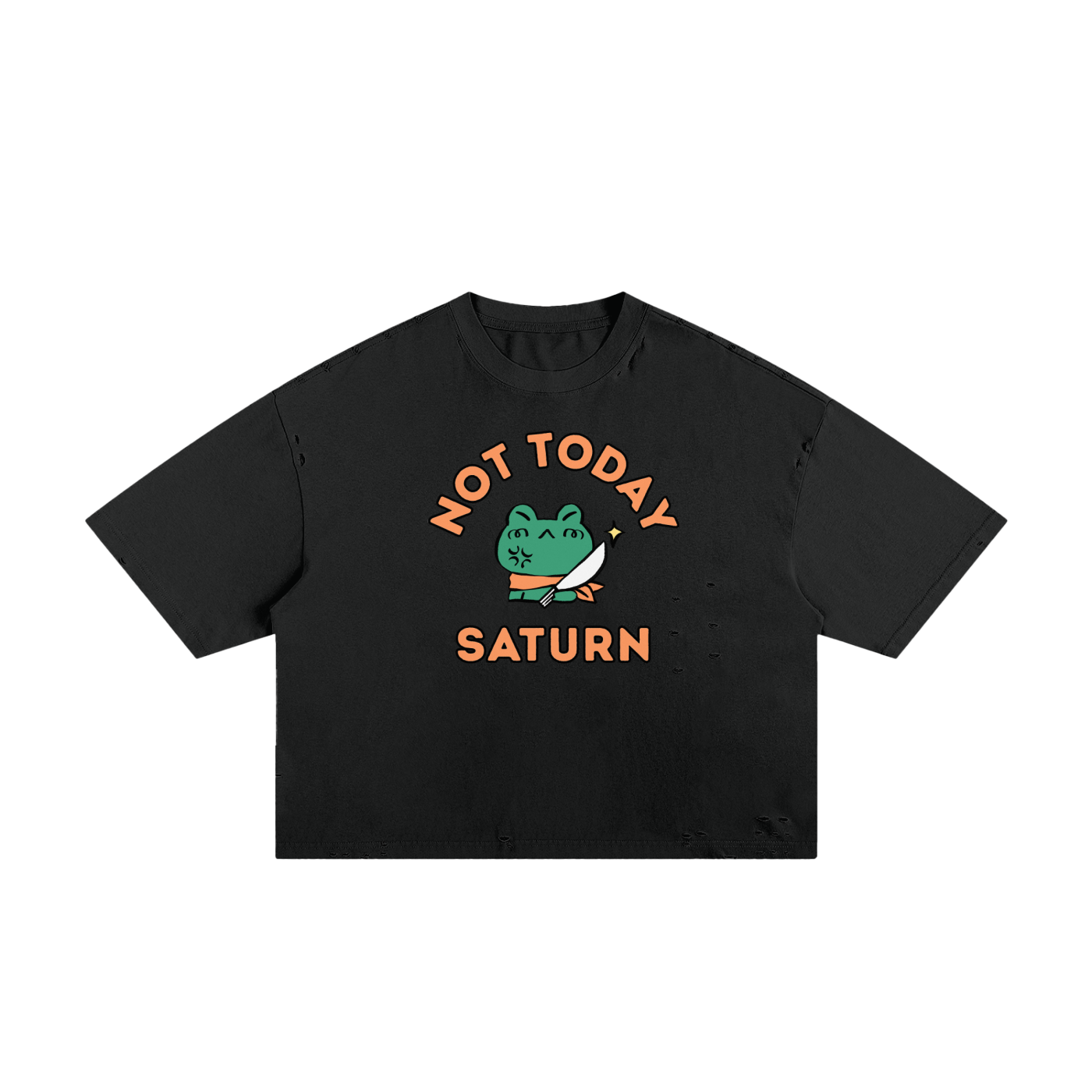 Not Today Frog Unisex Classic Frayed Boxy Tee