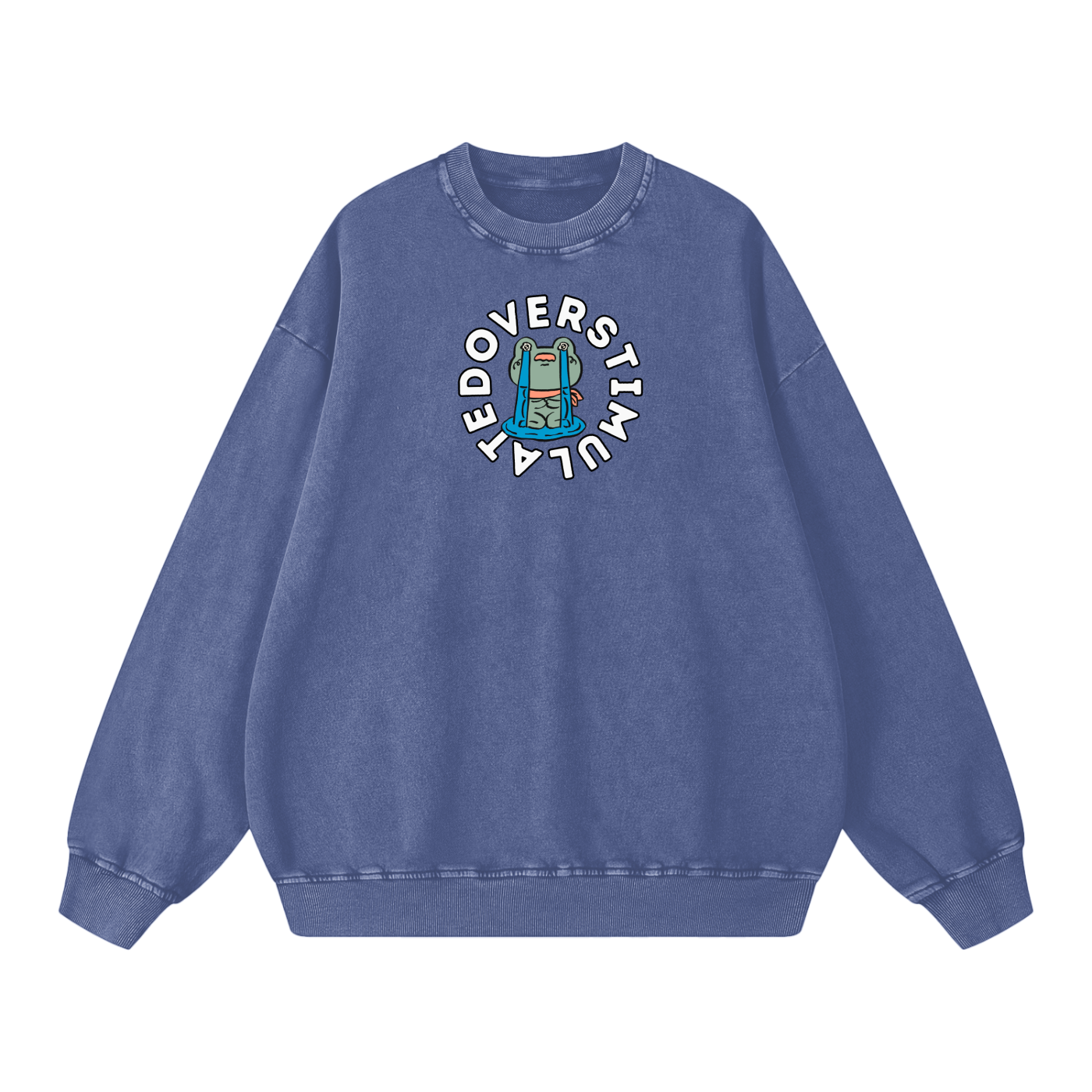 Overstimulated Frog Acid Wash Oversize Sweatshirt