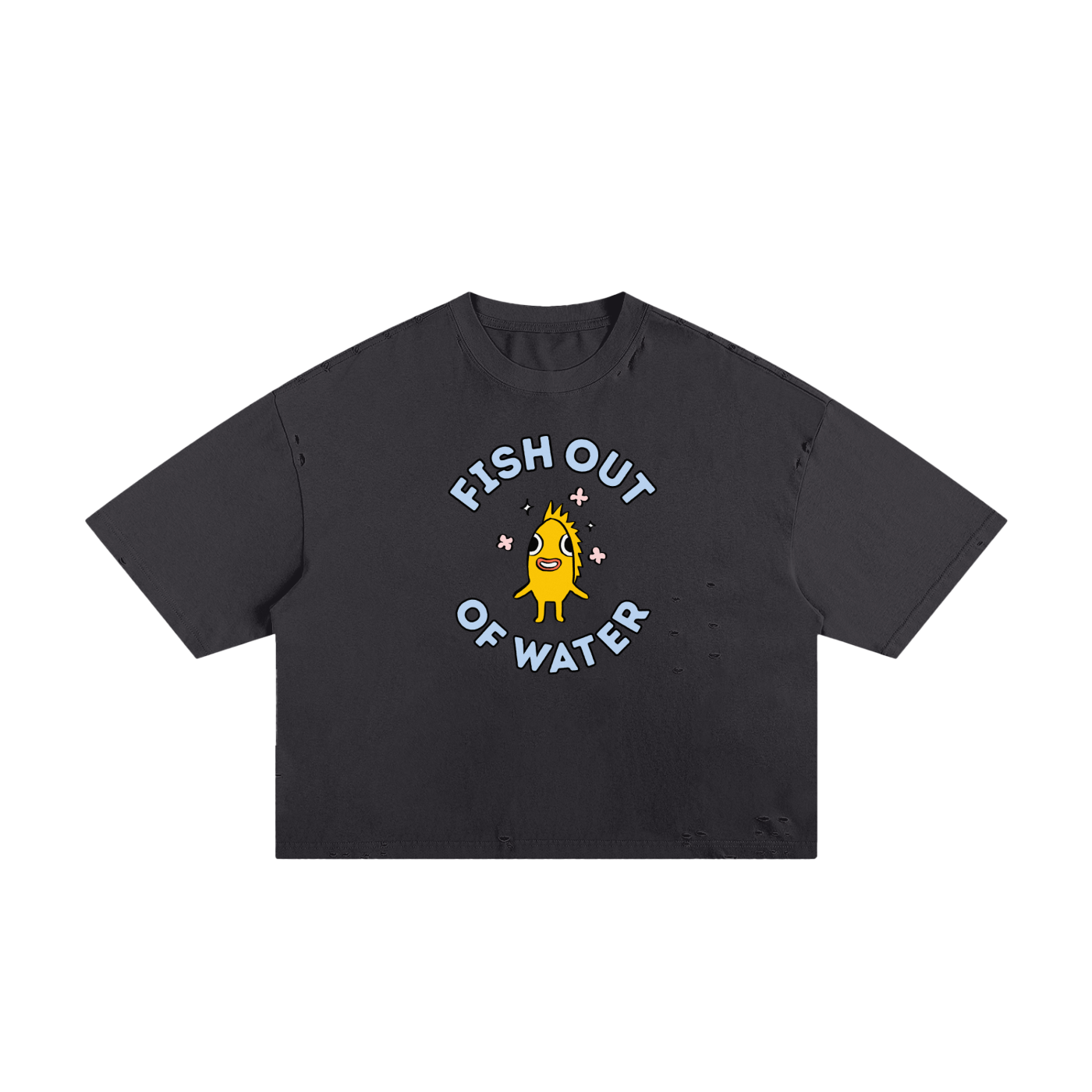 Funny Fish Unisex Classic Frayed Boxy Tee