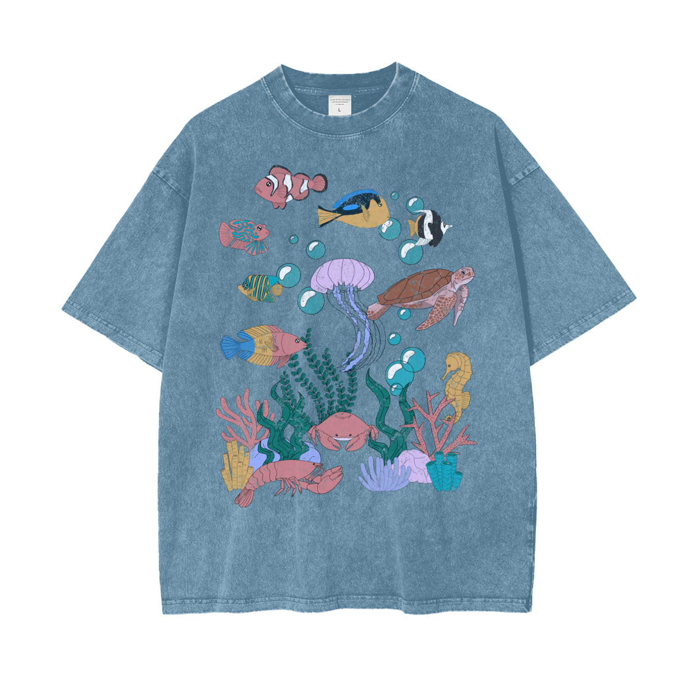 Under The Sea Unisex Oversize Snow Washed T-Shirt