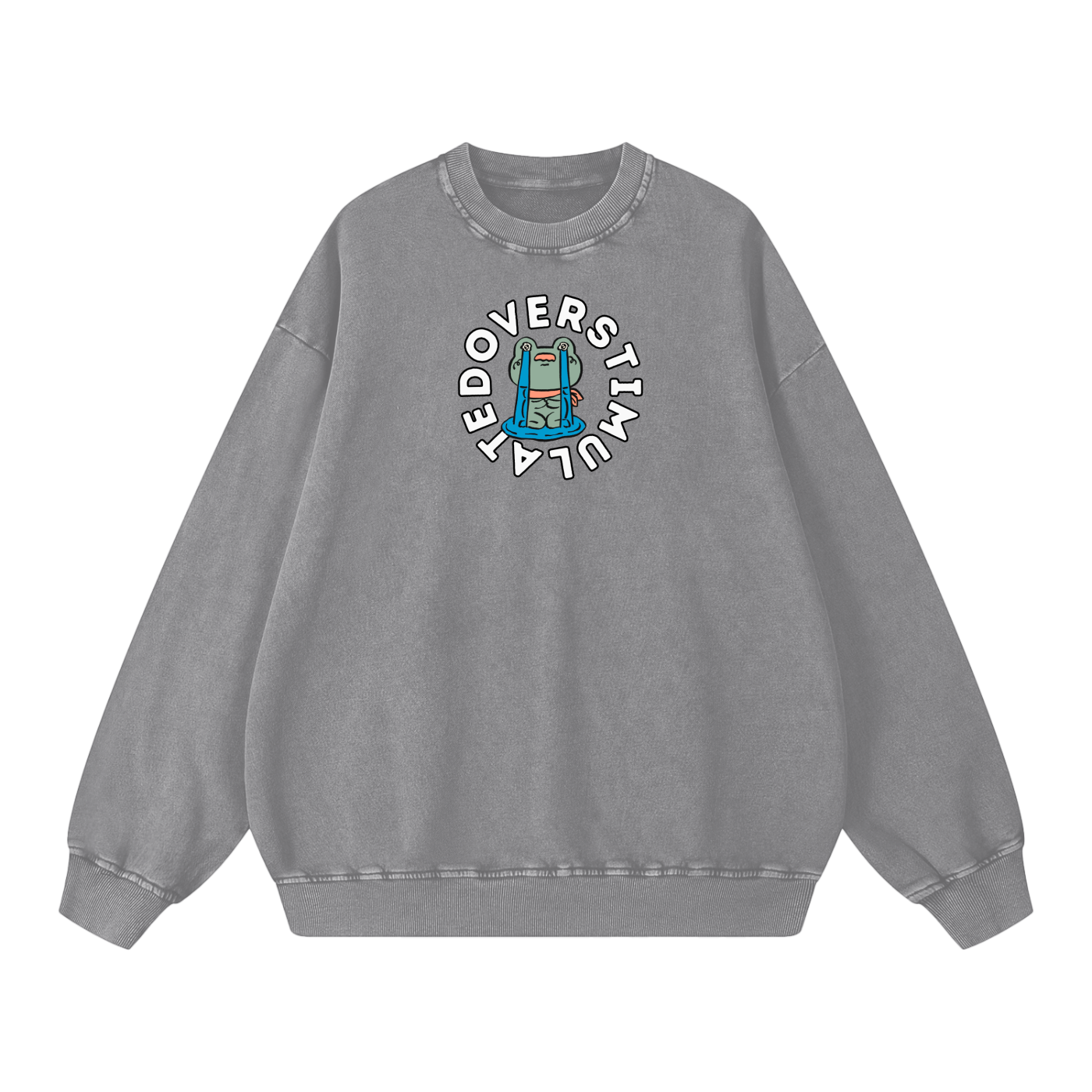 Overstimulated Frog Acid Wash Oversize Sweatshirt
