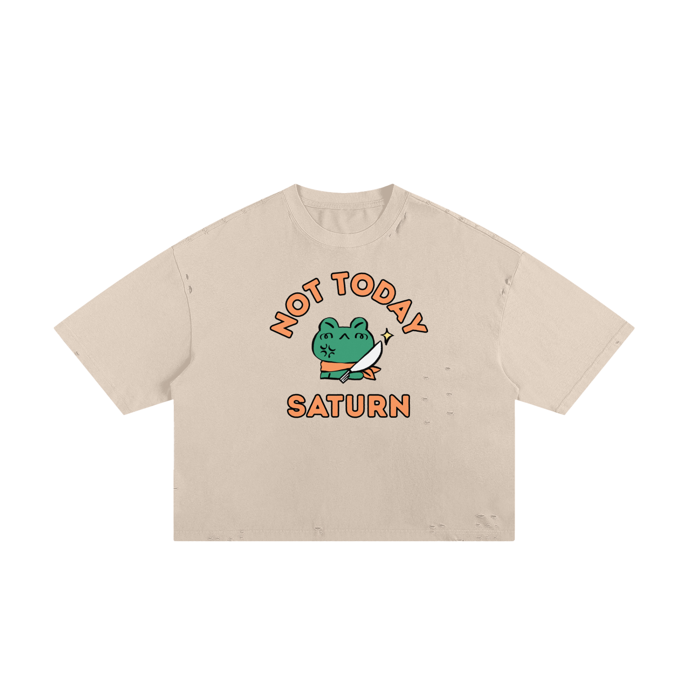 Not Today Frog Unisex Classic Frayed Boxy Tee