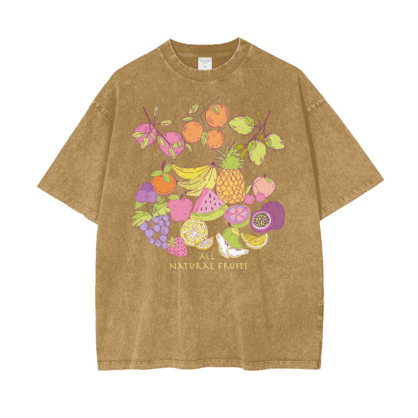 Natural Fruits Unisex Oversize Snow Washed T-Shirt