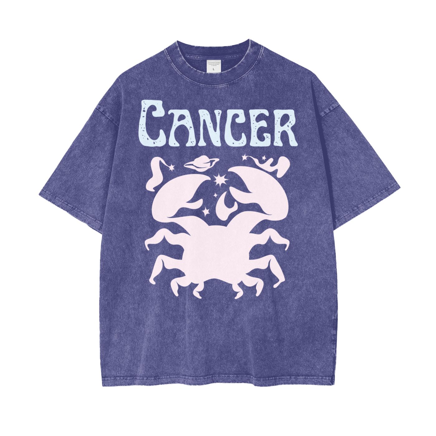 Zodiac Cancer Psychedelic Snow Washed T-Shirt