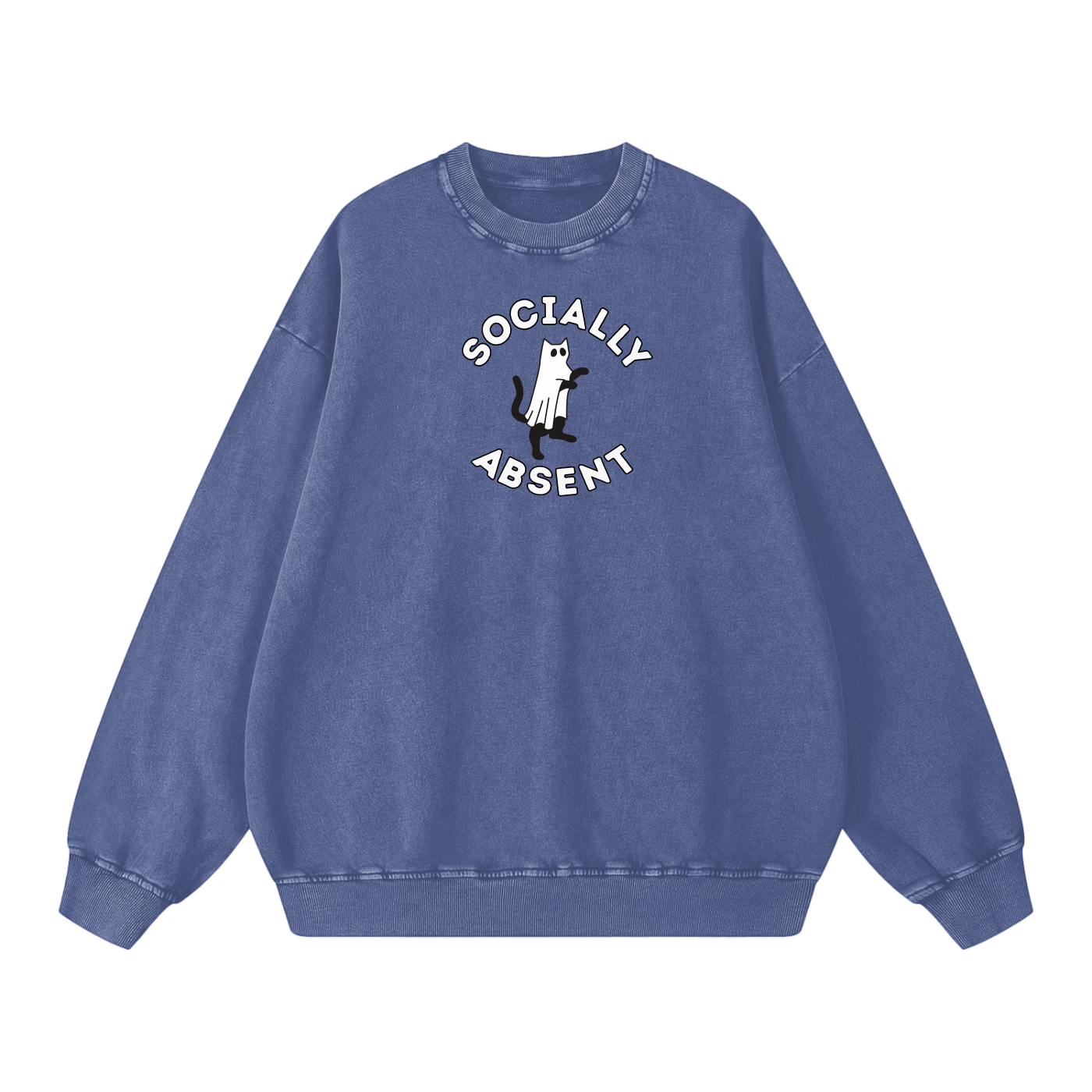 Ghost Cat Acid Wash Oversize Sweatshirt