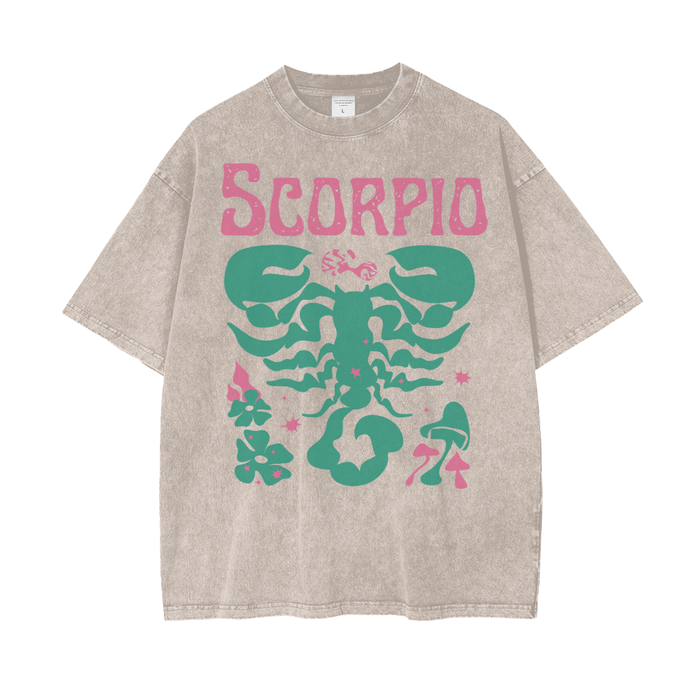Zodiac Scorpio Psychedelic Unisex Oversized Snow Washed T-Shirt