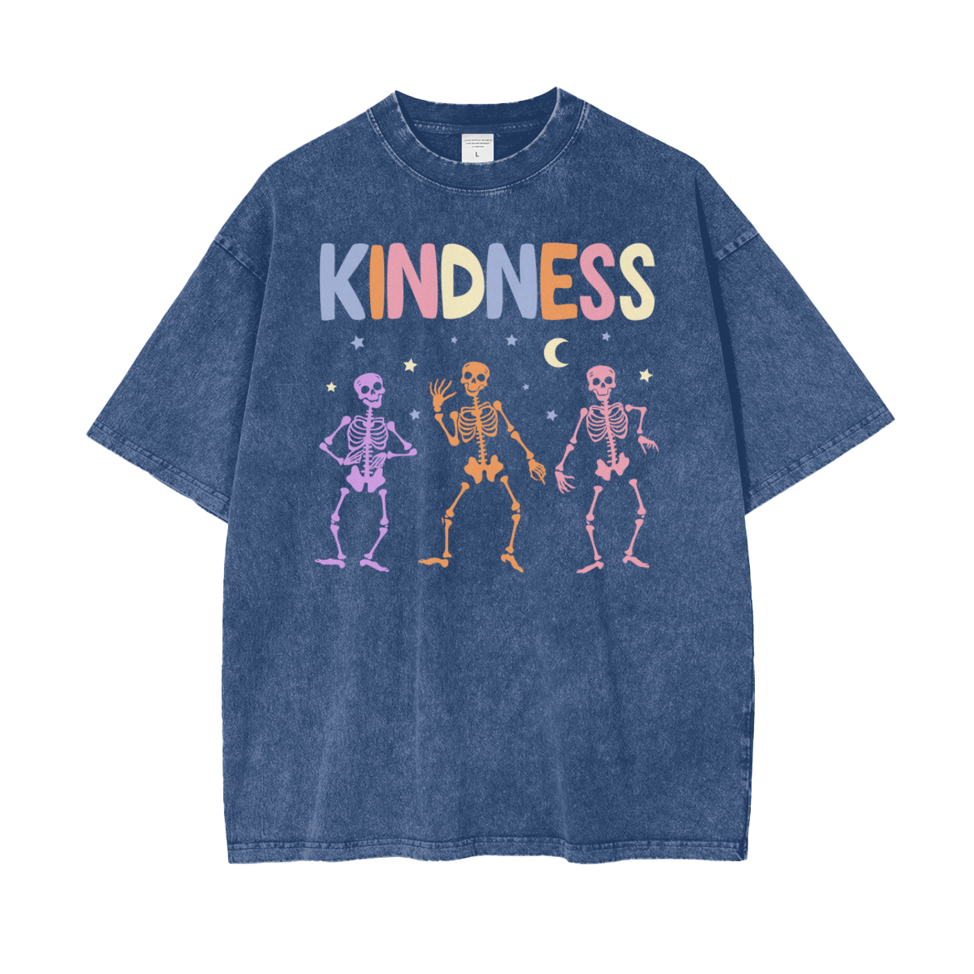 Kind Skeletons Unisex Oversize Snow Washed T-Shirt
