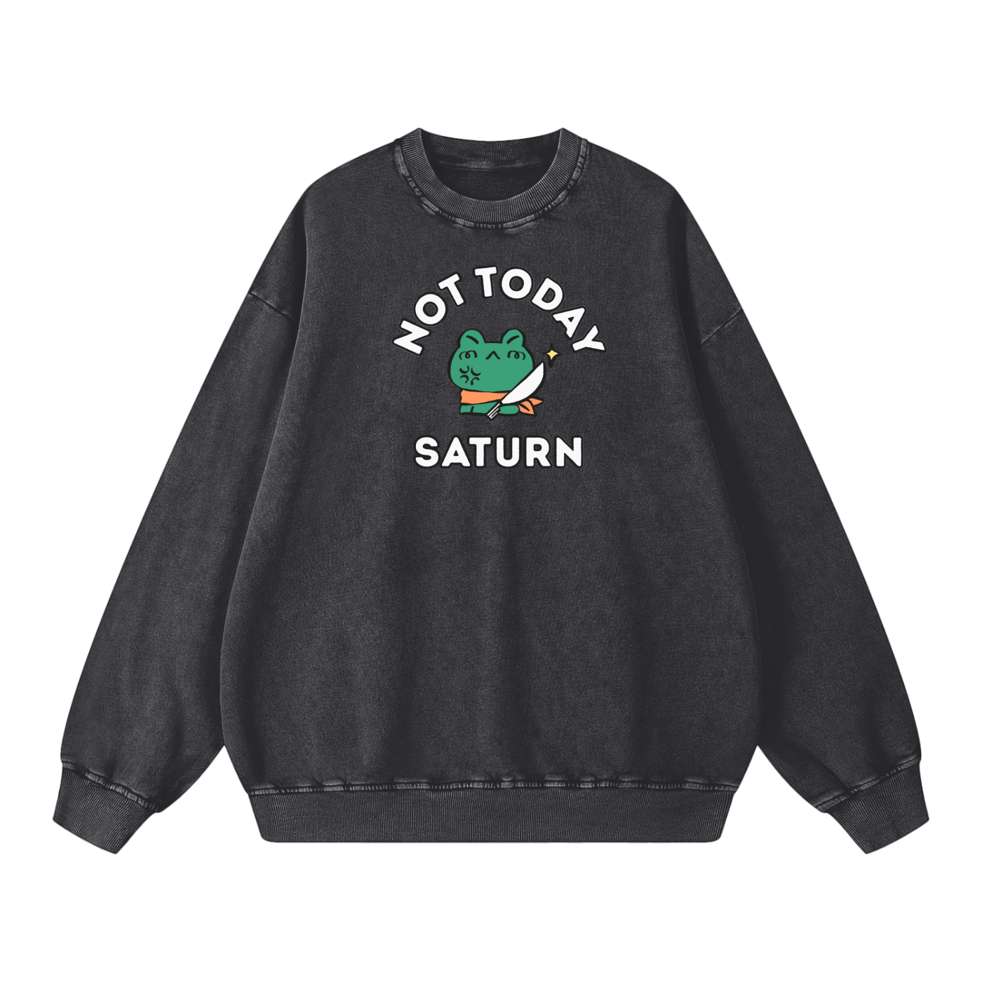 Not Today Frog Unisex Acid Wash Oversize Sweatshirt