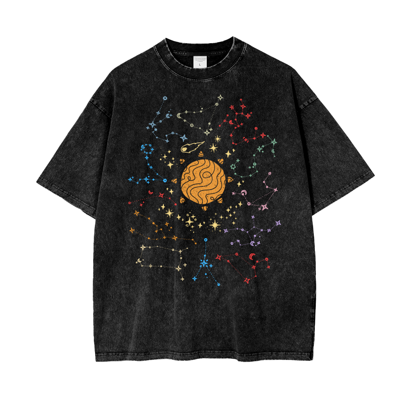 Zodiac Constellations Unisex Oversize Snow Washed T-Shirt