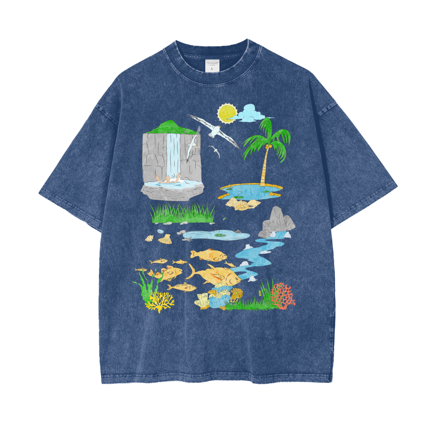 Tropical Island Unisex Oversize Snow Washed T-Shirt