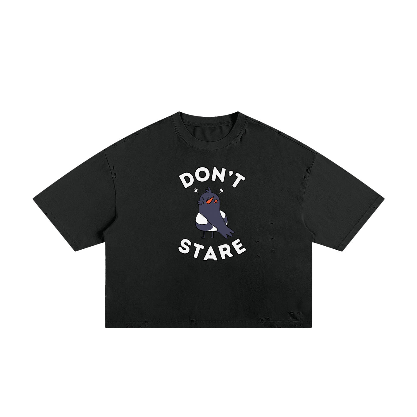 Don't Stare Bird Unisex Classic Frayed Boxy Tee