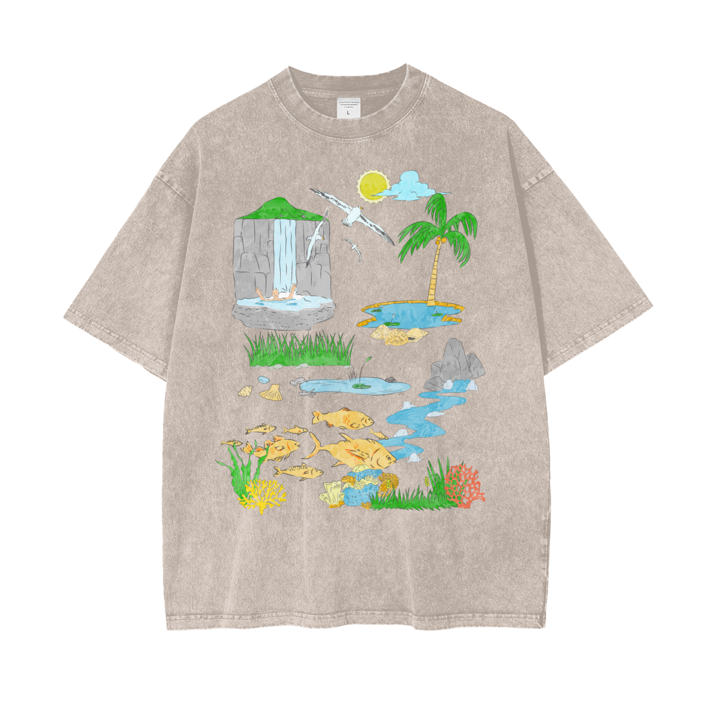 Tropical Island Unisex Oversize Snow Washed T-Shirt