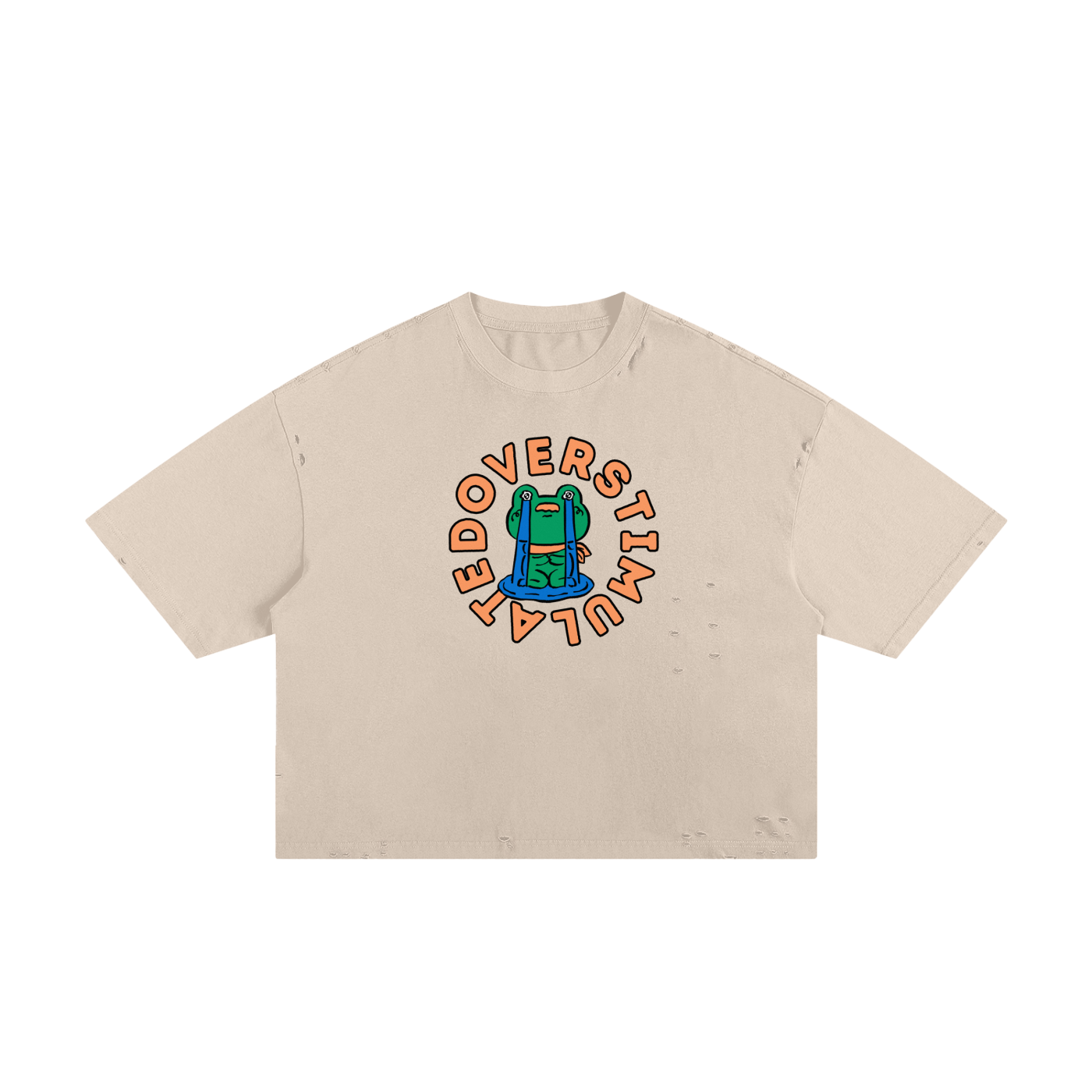Overstimulated Frog Unisex Classic Frayed Boxy Tee