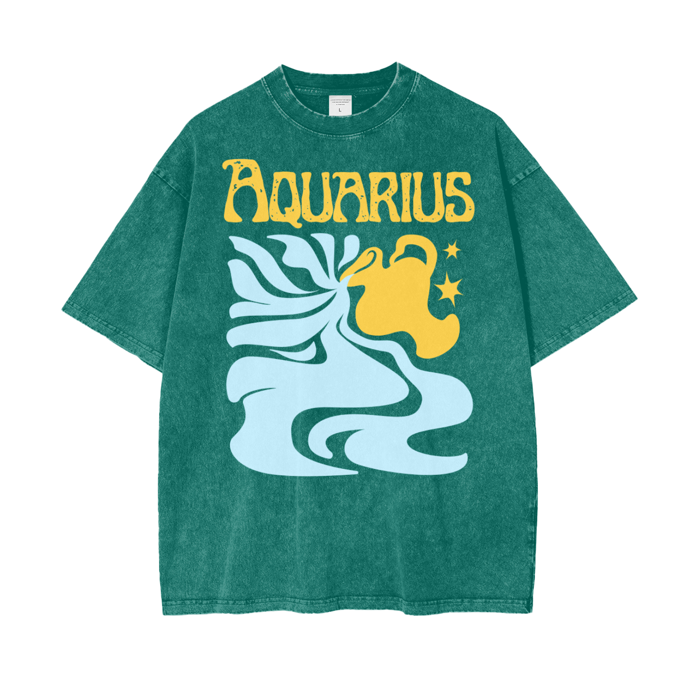 Zodiac Aquarius Psychedelic Snow Washed T-Shirt