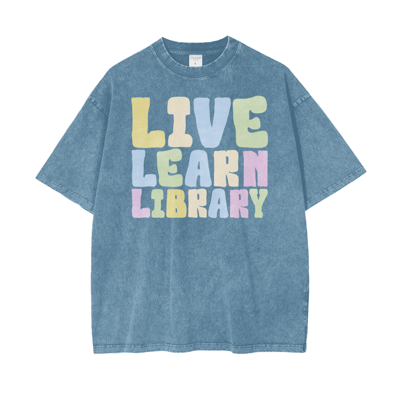 Live Library Unisex Oversize Snow Washed T-Shirt
