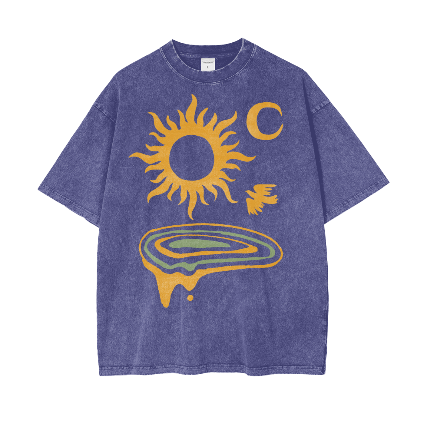Sun Moon Land Unisex Oversize Snow Washed T-Shirt