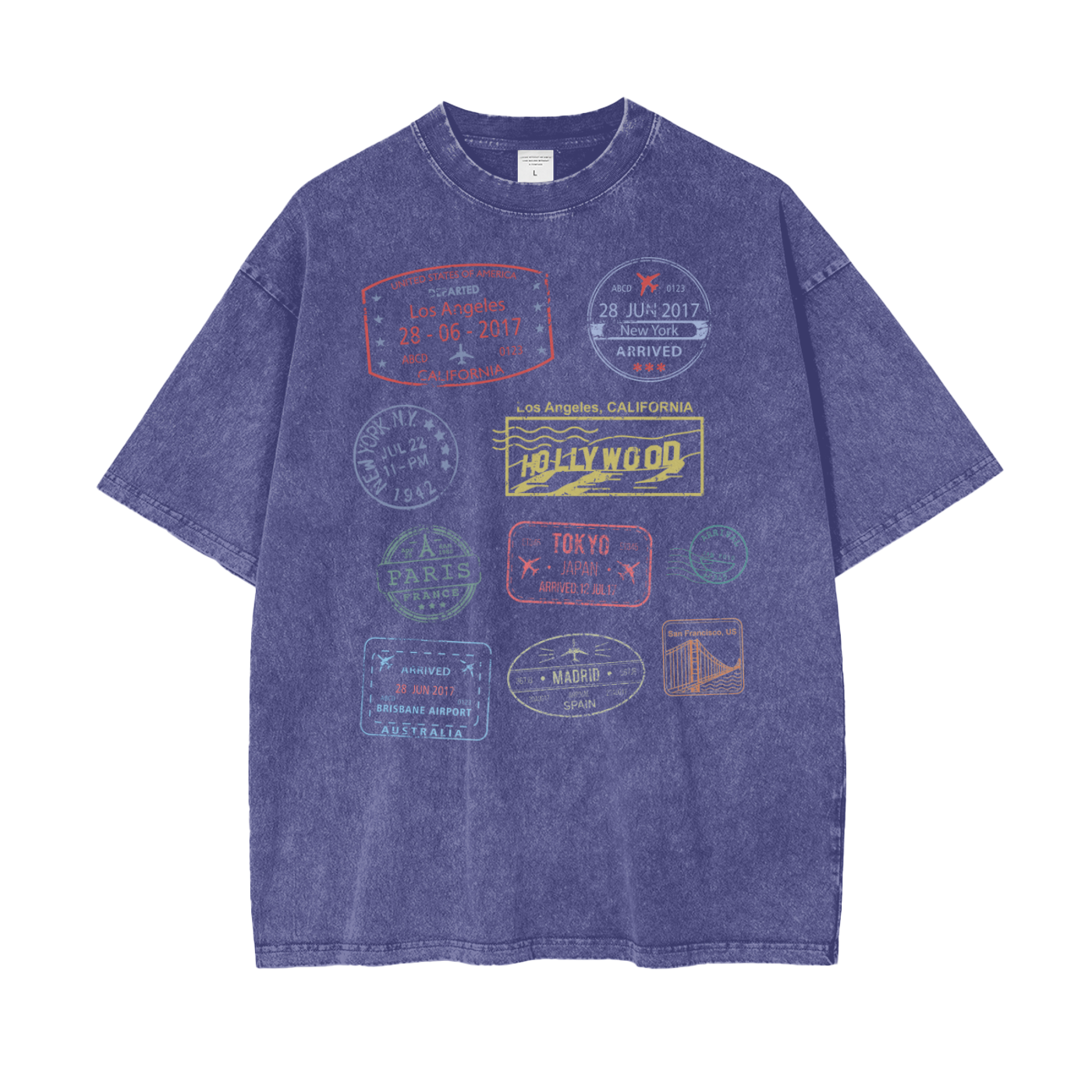 World Travel Unisex Oversize Snow Washed T-Shirt