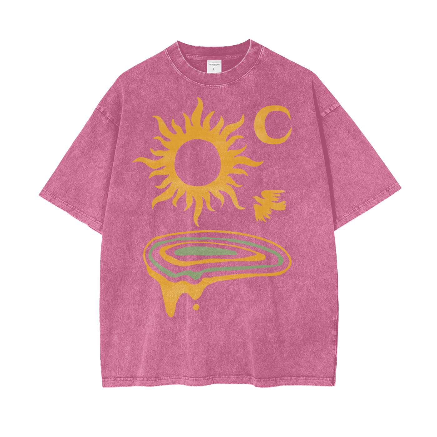 Sun Moon Land Unisex Oversize Snow Washed T-Shirt