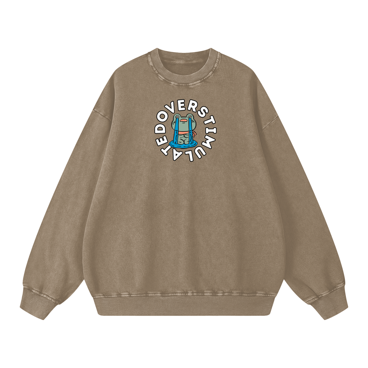 Overstimulated Frog Acid Wash Oversize Sweatshirt