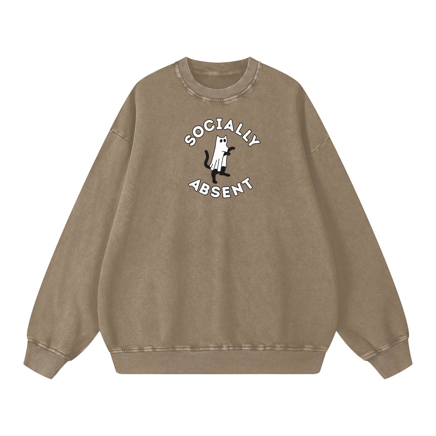 Ghost Cat Acid Wash Oversize Sweatshirt