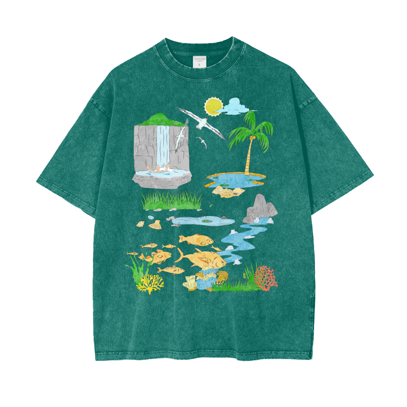 Tropical Island Unisex Oversize Snow Washed T-Shirt