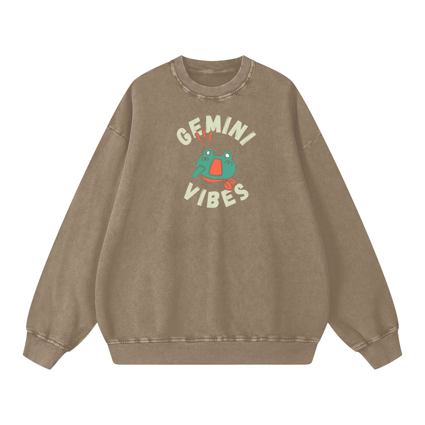 Zodiac Gemini Frog Unisex Acid Wash Oversize Sweatshirt