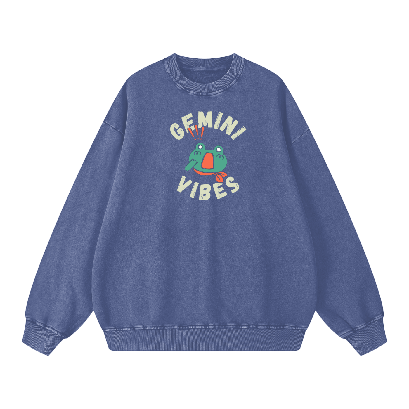 Zodiac Gemini Frog Unisex Acid Wash Oversize Sweatshirt