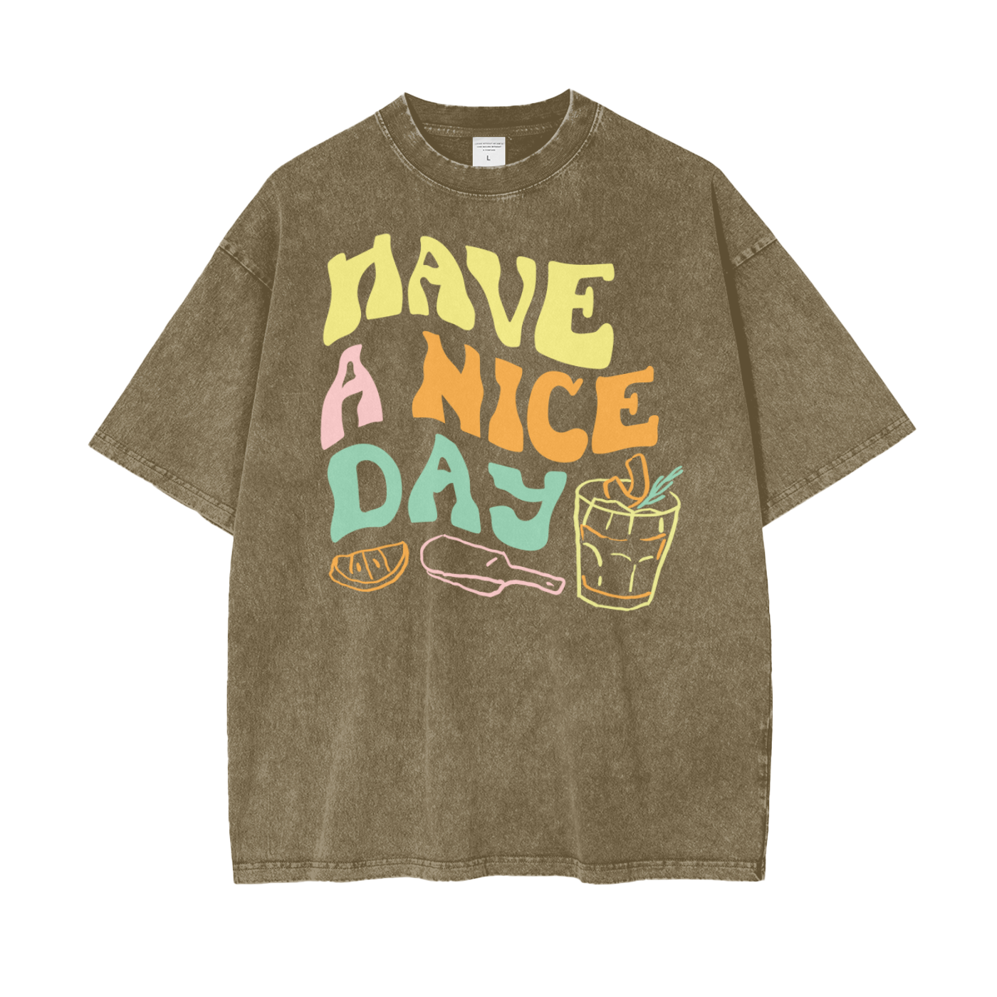 Nice Day Drinks Unisex Oversize Snow Washed T-Shirt
