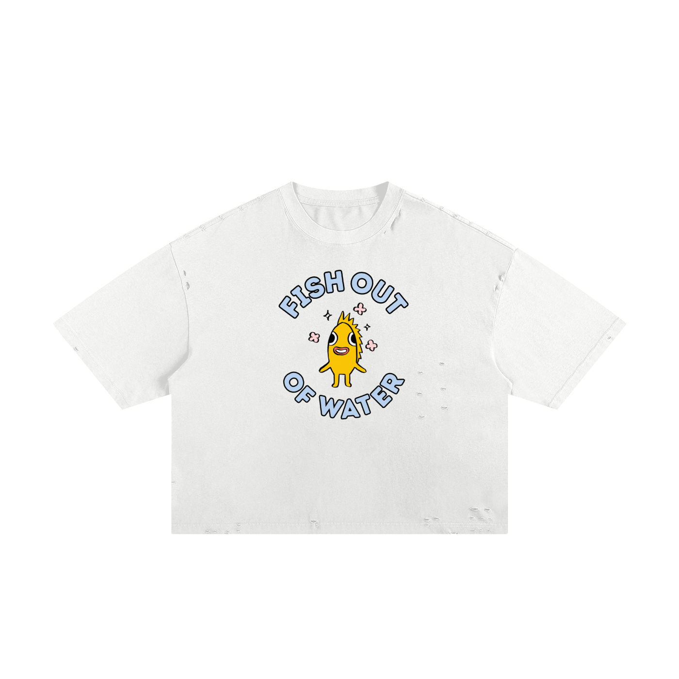 Funny Fish Unisex Classic Frayed Boxy Tee