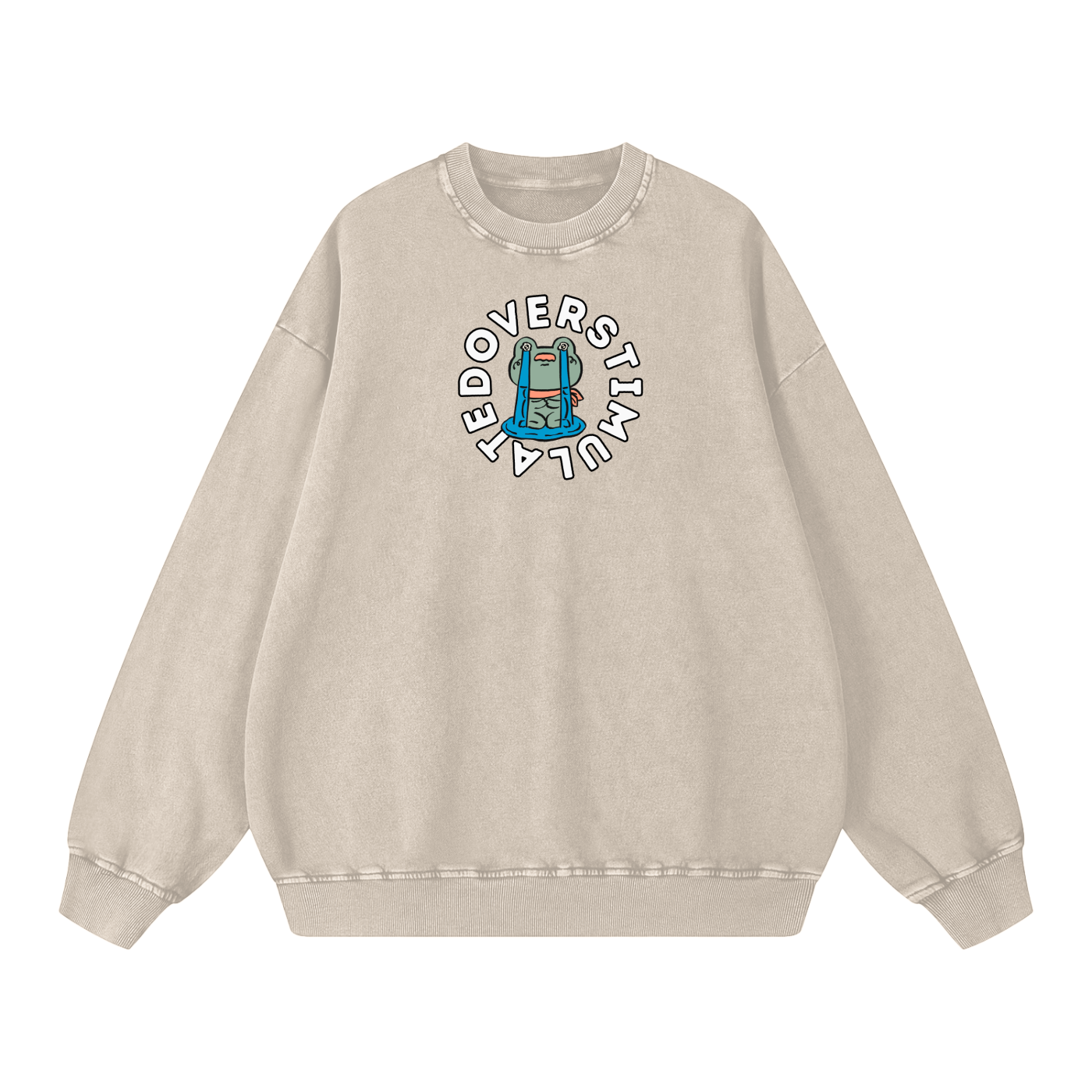 Overstimulated Frog Acid Wash Oversize Sweatshirt