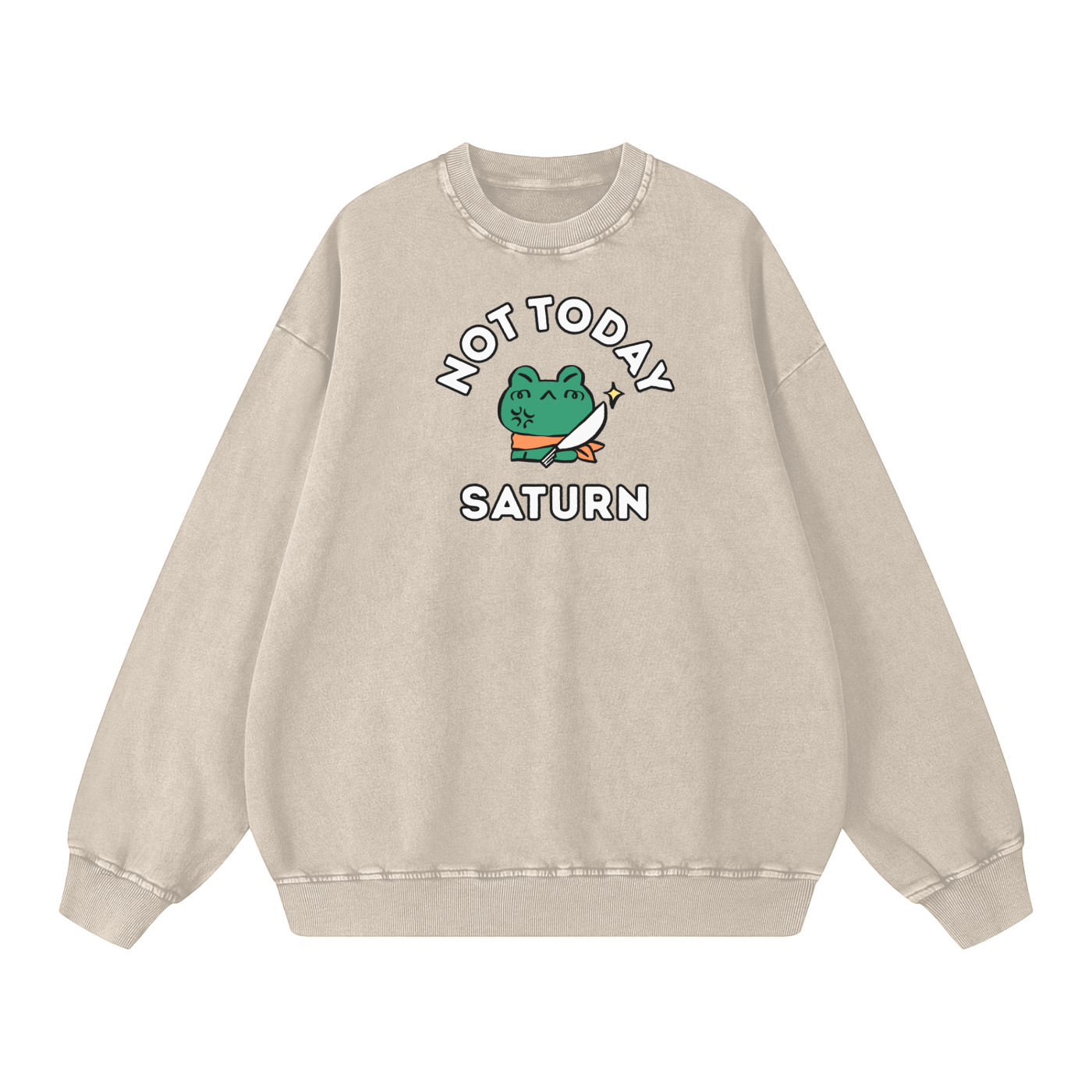 Not Today Frog Unisex Acid Wash Oversize Sweatshirt