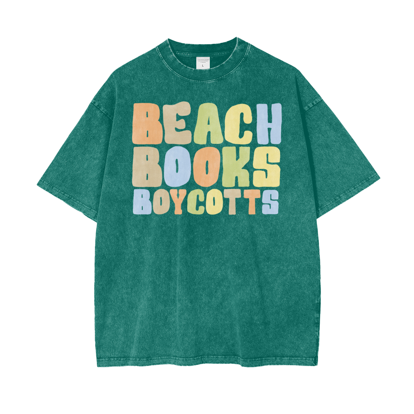 Beach Books Unisex Oversize Snow Washed T-Shirt