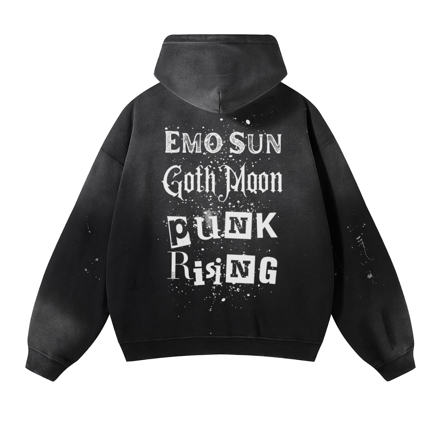 Solar Punk (FRT/BCK)Emo Goth Vintage Wash Fleece Hoodie