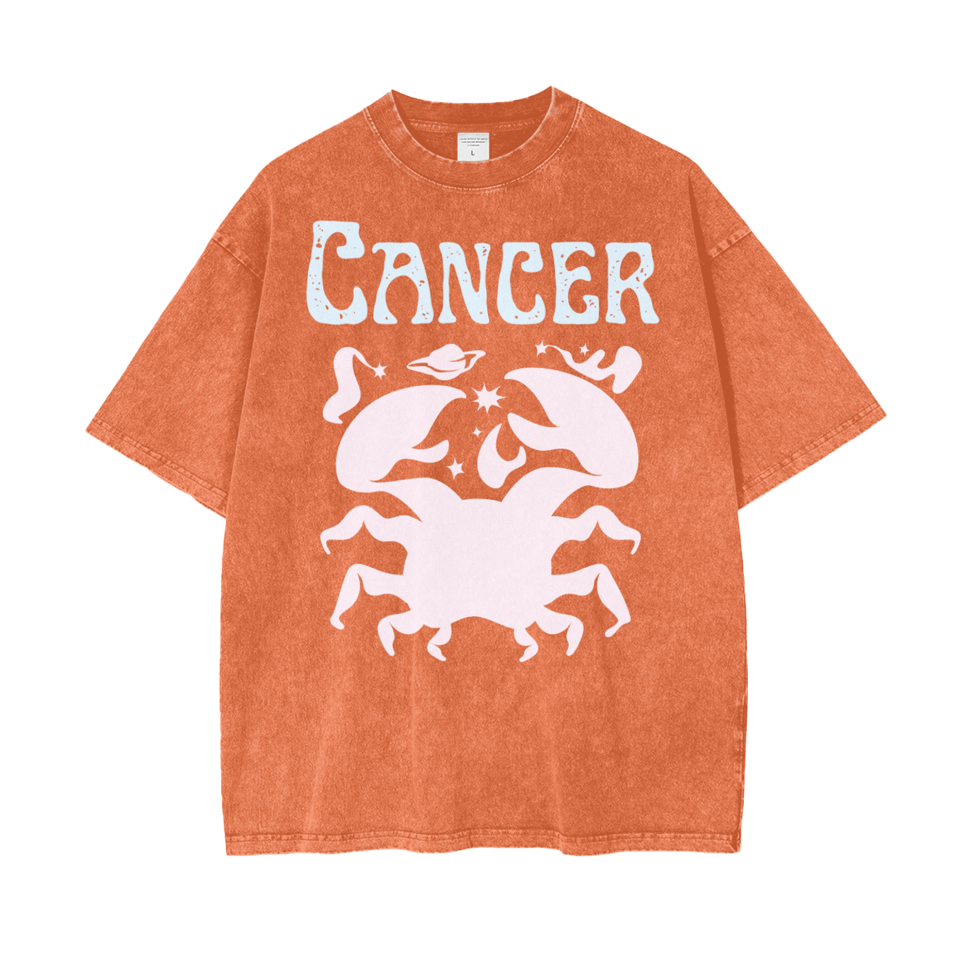 Zodiac Cancer Psychedelic Snow Washed T-Shirt