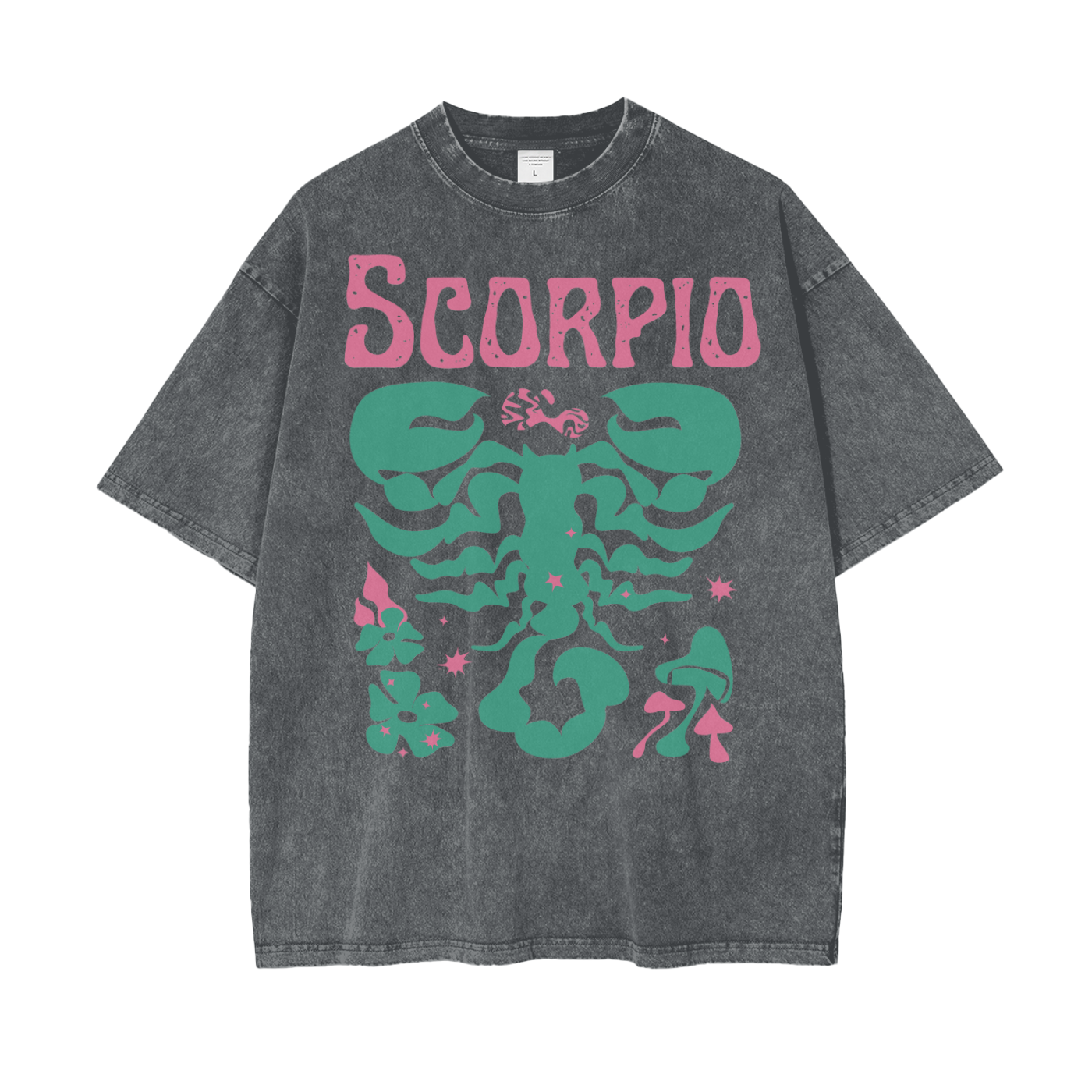 Zodiac Scorpio Psychedelic Unisex Oversized Snow Washed T-Shirt