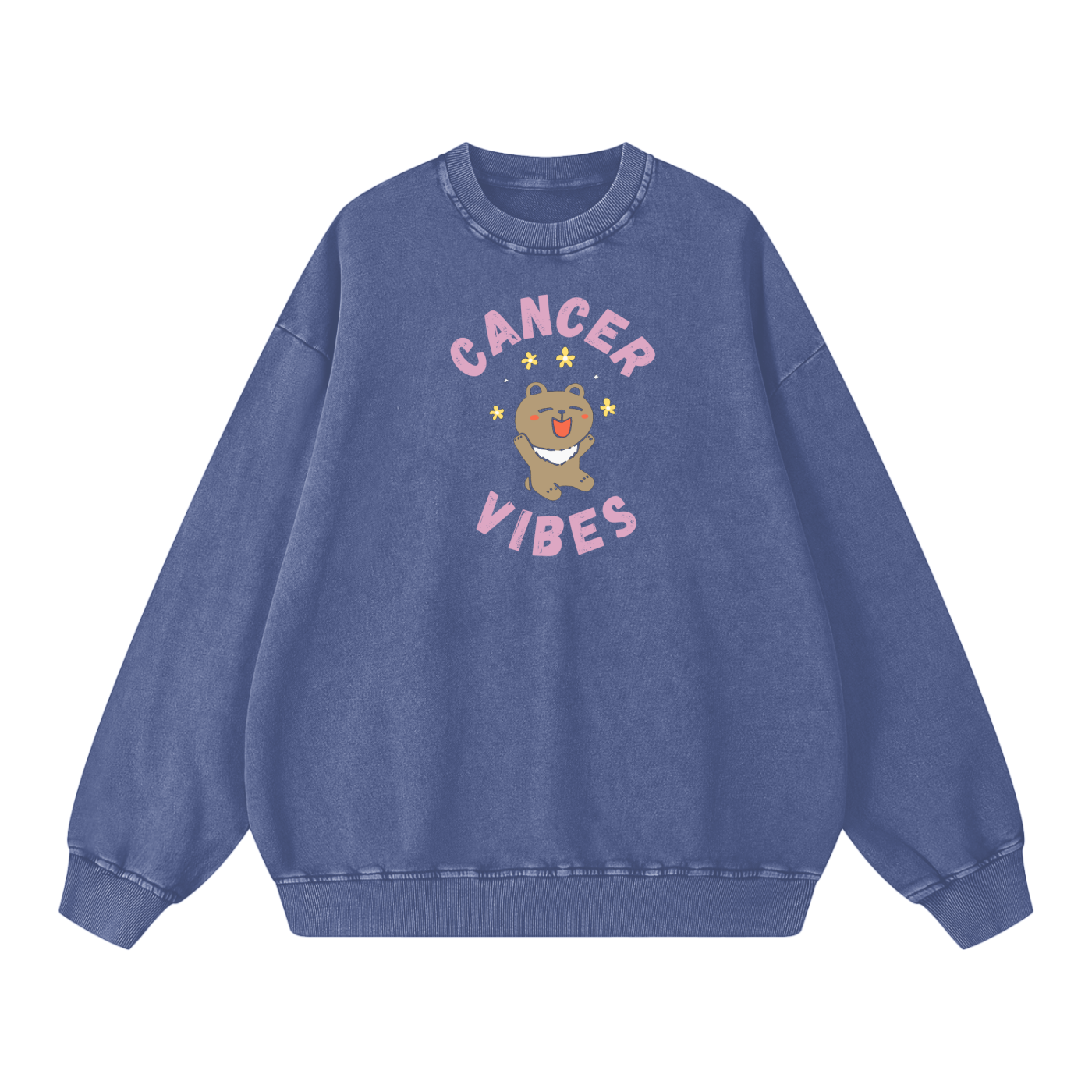 Zodiac Cancer Bear Unisex Acid Wash Oversize Sweatshirt