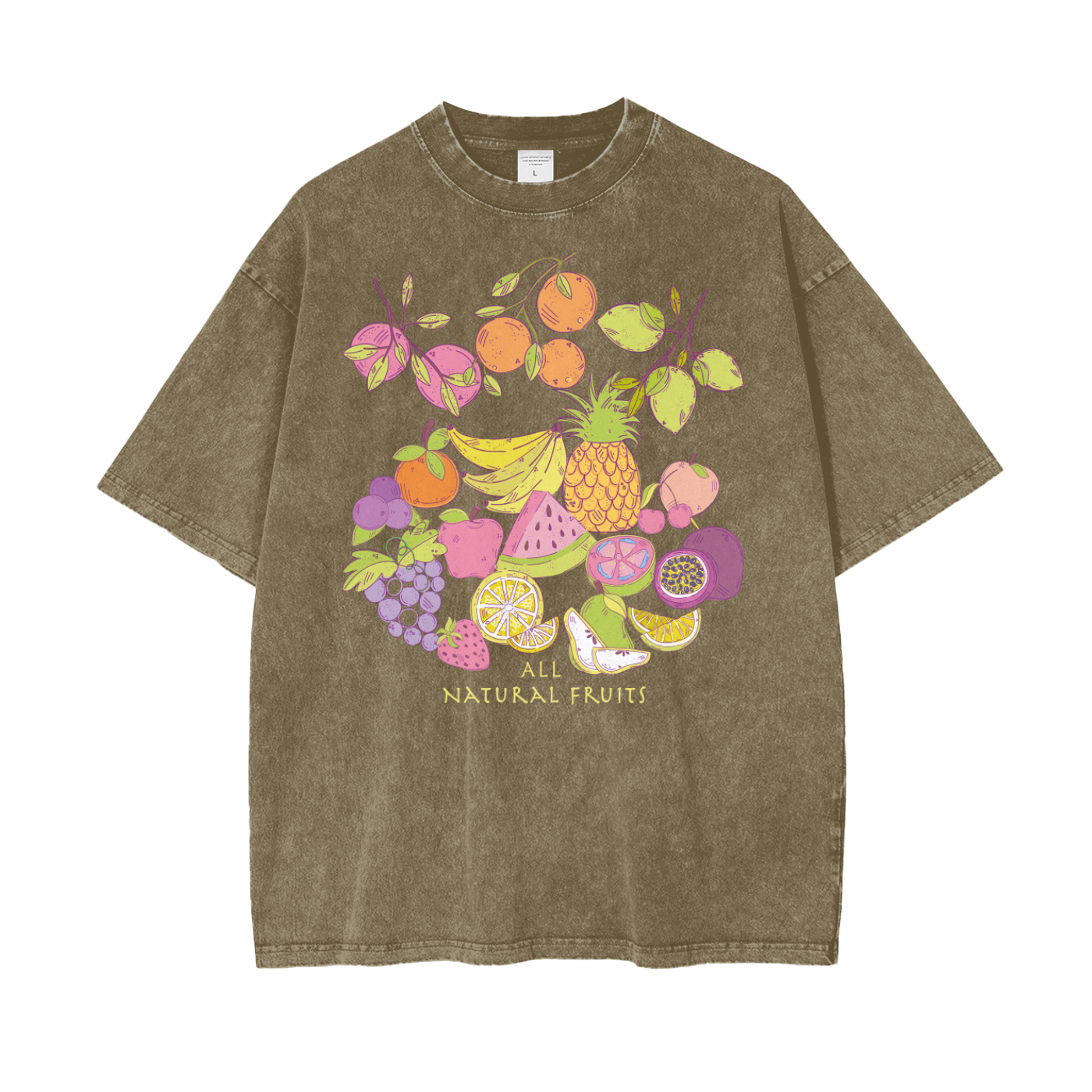 Natural Fruits Unisex Oversize Snow Washed T-Shirt