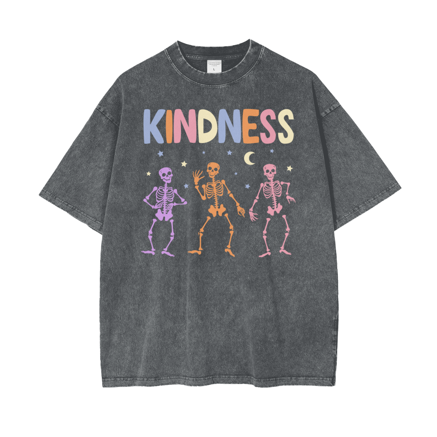 Kind Skeletons Unisex Oversize Snow Washed T-Shirt