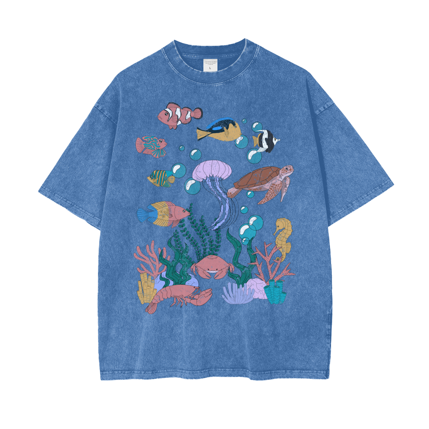 Under The Sea Unisex Oversize Snow Washed T-Shirt