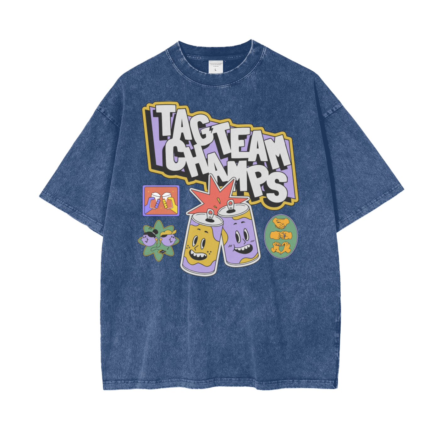 TagTeam Champs Unisex Oversize Snow Washed T-Shirt