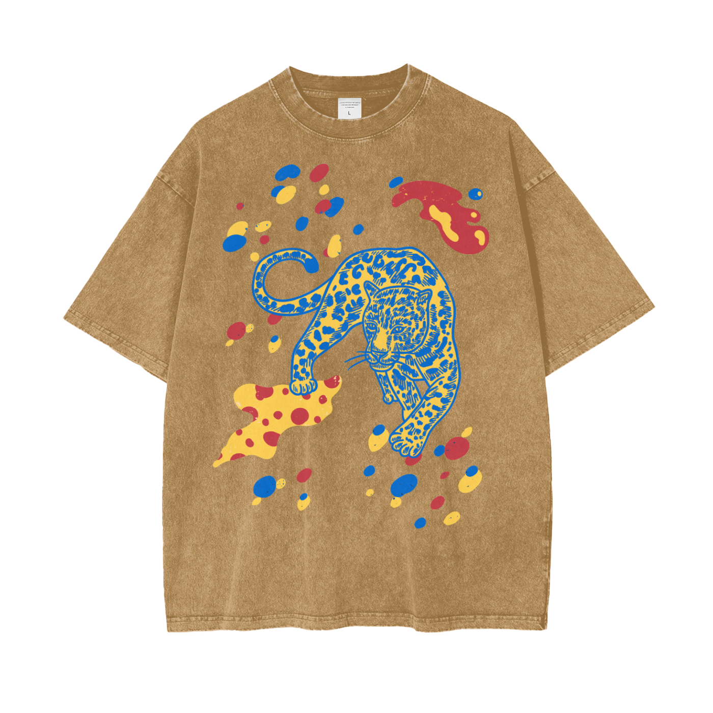 Cheetah Paint Unisex Oversize Snow Washed T-Shirt