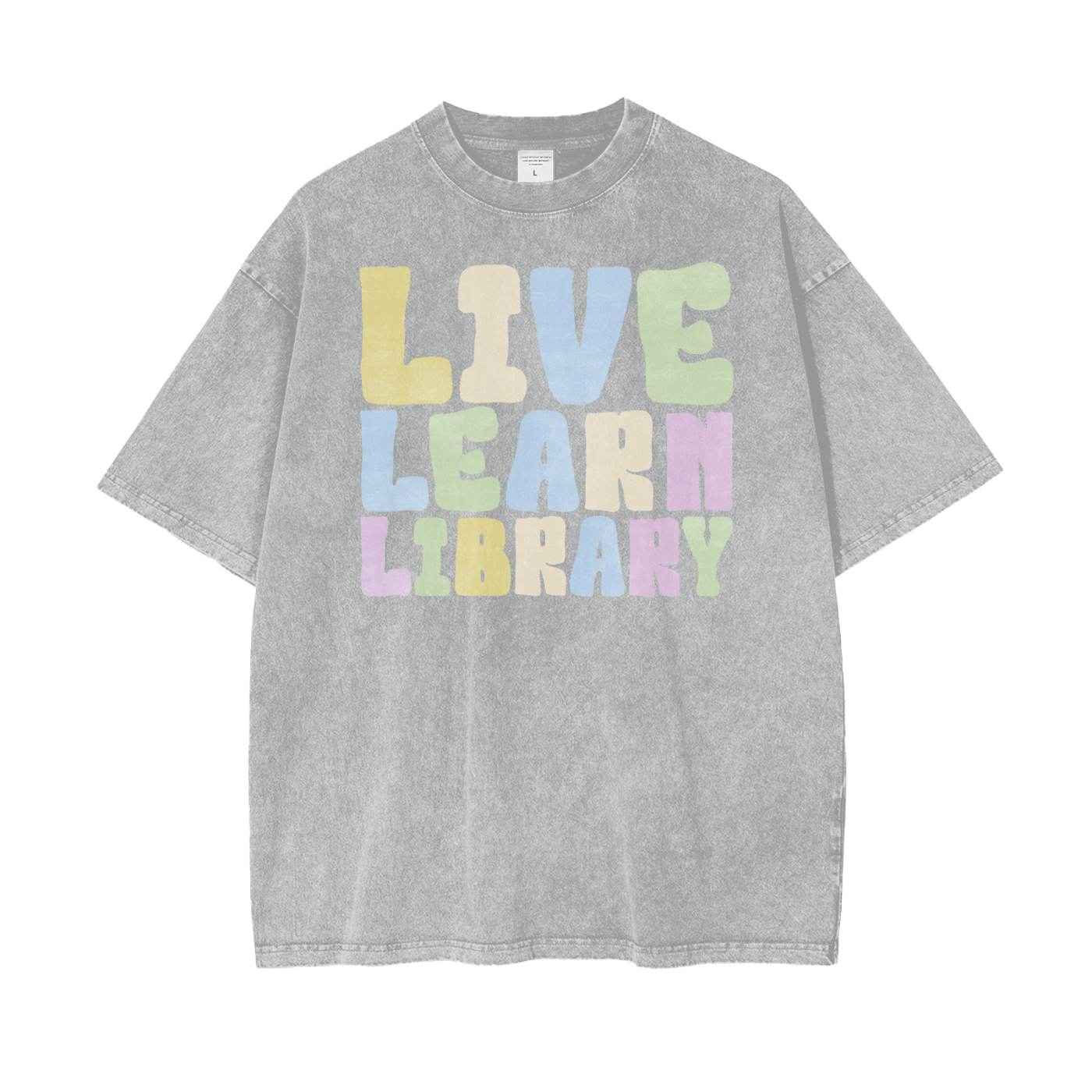 Live Library Unisex Oversize Snow Washed T-Shirt