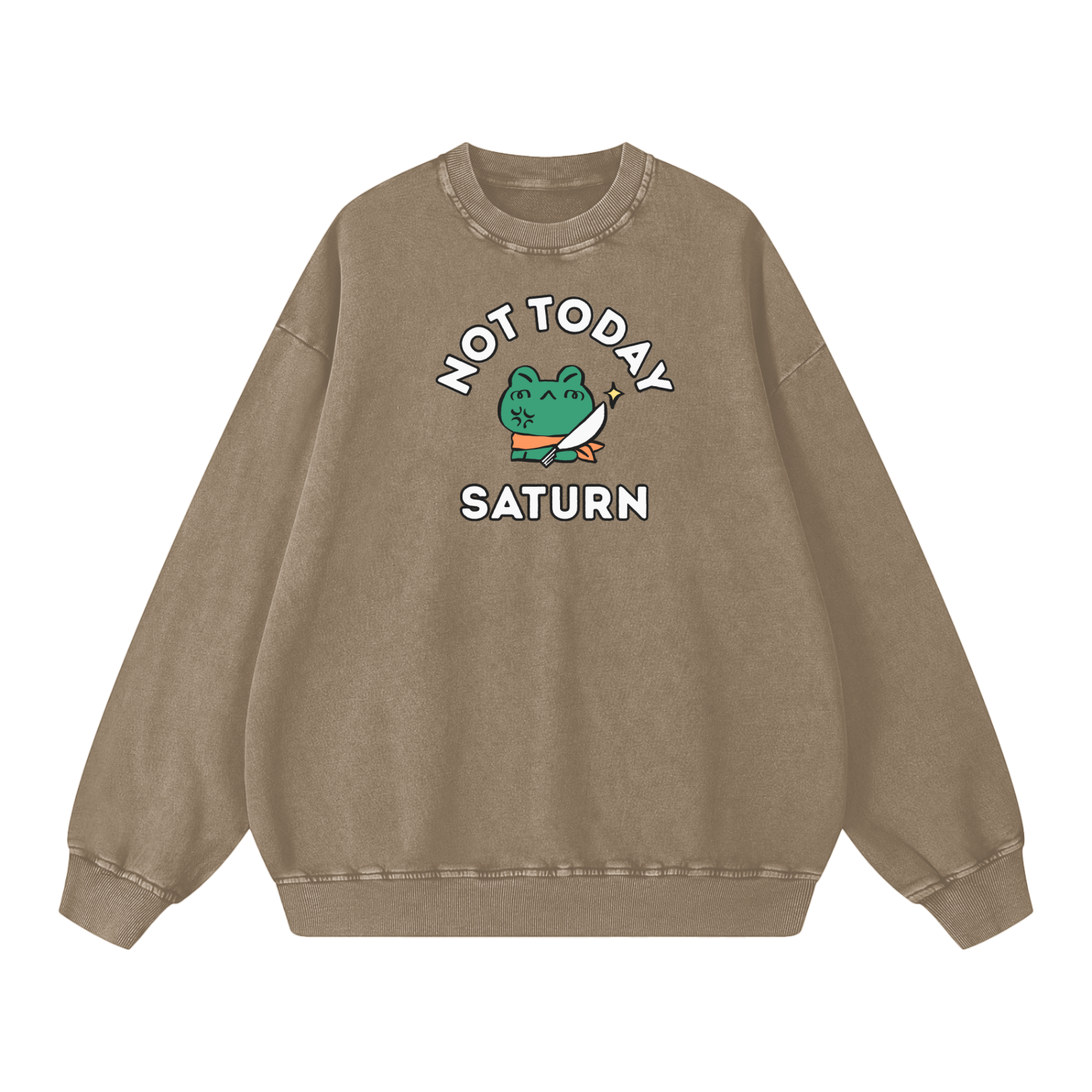 Not Today Frog Unisex Acid Wash Oversize Sweatshirt