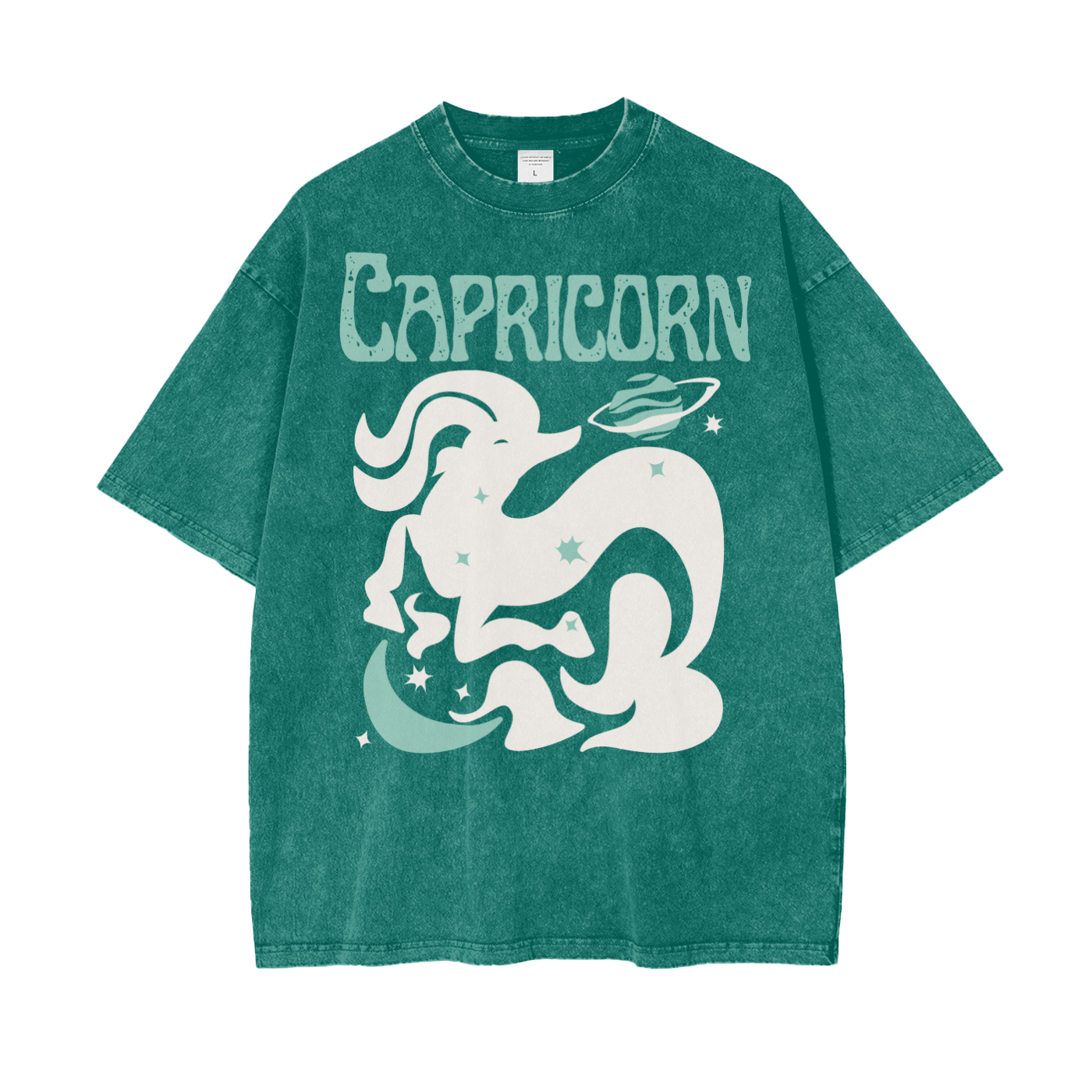 Zodiac Capricorn Psychedelic Snow Washed T-Shirt