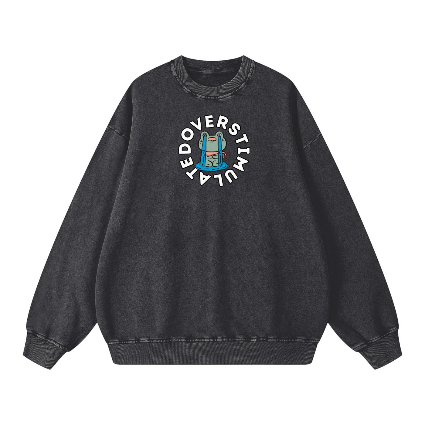 Overstimulated Frog Acid Wash Oversize Sweatshirt