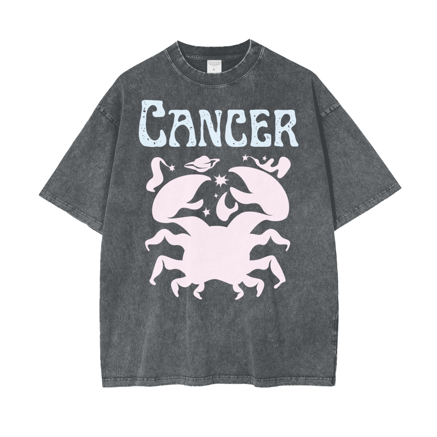 Zodiac Cancer Psychedelic Snow Washed T-Shirt