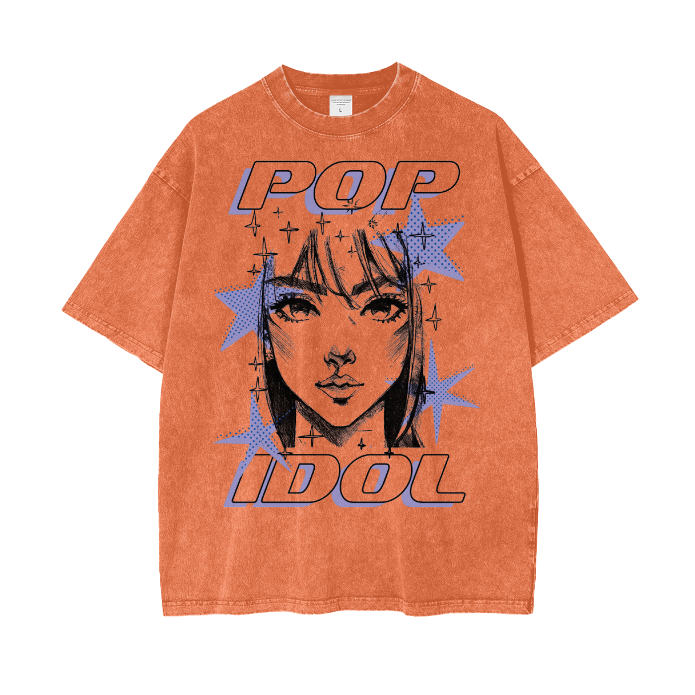 Anime Pop Idol Unisex Oversize Snow Washed T-Shirt