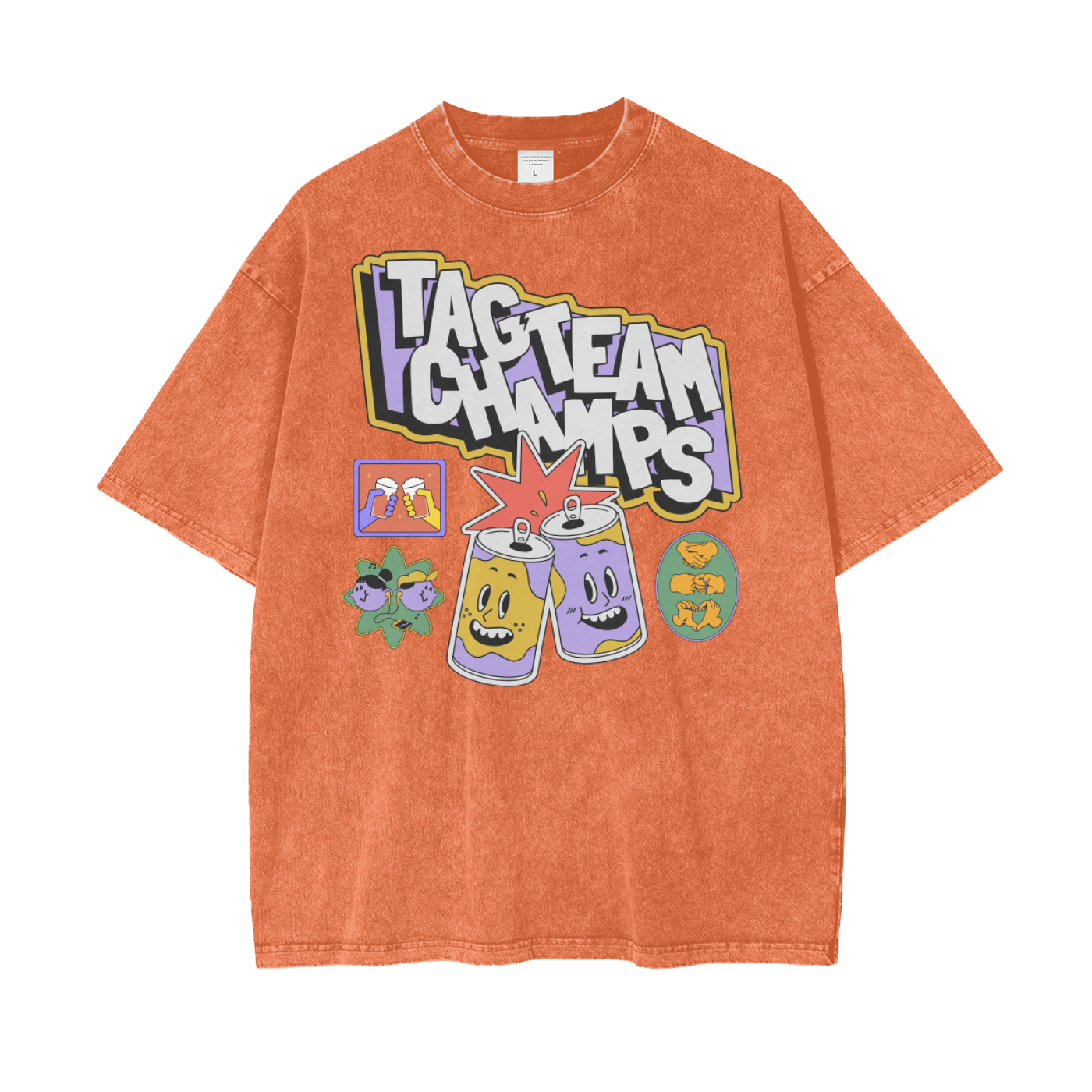 TagTeam Champs Unisex Oversize Snow Washed T-Shirt